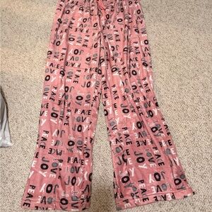 Pink Lounge Pants with Peace and Love Print